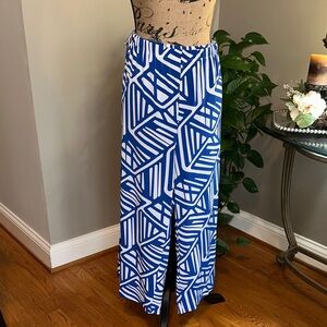 Chico's Geometric Blue and White Wide Leg Palazzo Pants Chicos size 3 Petite 💙